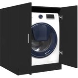 vidaXL Wasmachinekast - Zwart - Bewerkt Hout - Inclusief Montagematerialen