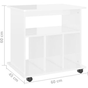 VidaXL Verrijdbare Kast 60x45x60 cm Hoogglans Wit