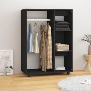 vidaXL - Kledingkast - 80x40x110 - cm - bewerkt - hout - zwart