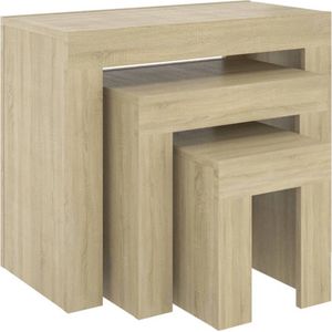 vidaXL - 3-delige Tafeltjesset - Sonoma Eiken - Bewerkt Hout