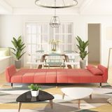 vidaXL Schlafsofa 2-Sitzer mit 2 Kissen Rosa Samt