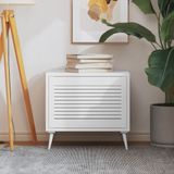 vidaXL Kastdeur - Lamellen - Wit - Massief Grenenhout - 39,5x59,4 cm