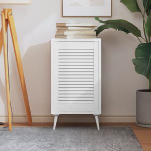 vidaXL Kastdeur met lamellen 61,5x39,4 cm massief grenenhout wit