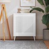 vidaXL Kastdeur - Lamellen - Wit - Massief Grenenhout - 61,5x59,4 cm