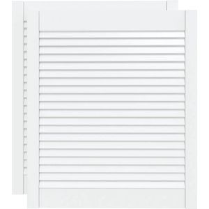 vidaXL Kastdeuren met lamellen 2 st 69x59,4 cm massief grenenhout wit