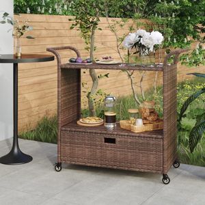 vidaXL-Serveerwagen-met-lade-100x45x97-cm-poly-rattan-bruin