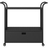 Barwagen mit Schublade Schwarz 100x45x97 cm Poly Rattan Vidaxl
