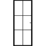 vidaXL-Binnendeur-83x201,5-cm-ESG-glas-en-aluminium-zwart