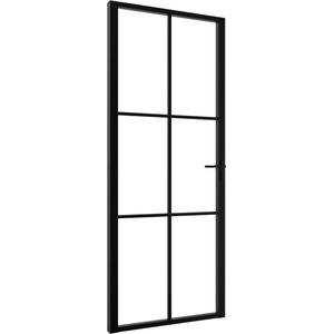 vidaXL - Binnendeur - 83x201,5 - cm - ESG-glas - en - aluminium - zwart