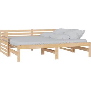 VidaXL Bedbank Uitschuifbaar Massief Grenenhout 2x(90x200) cm