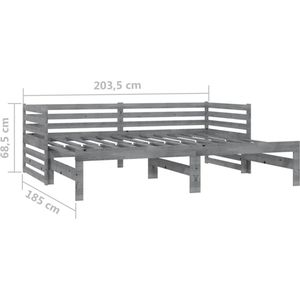 vidaXL-Bedbank-uitschuifbaar-massief-grenenhout-grijs-2x(90x200)-cm