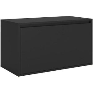 vidaXL - Halbankje - 80x40x45 - cm - bewerkt - hout - zwart
