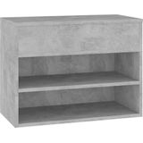 vidaXL - Schoenenbank - 60x30x45 - cm - bewerkt - hout - betongrijs