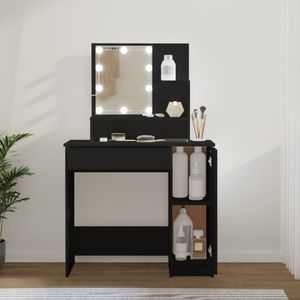Kaptafel - Zwart - Bewerkt Hout - LED-Verlichting