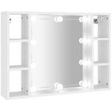 vidaXL Spiegelkast met LED-verlichting 76x15x55 cm wit