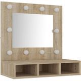 VidaXL Spiegelkast met LED-verlichting 60x31,5x62 cm - Sonoma Eikenkleur