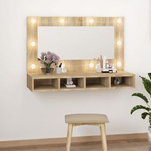 VidaXL Spiegelkast met LED-verlichting 90x31,5x62 cm - Sonoma Eikenkleur