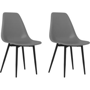 vidaXL - Eetkamerstoelen - 2 - st - PP - grijs