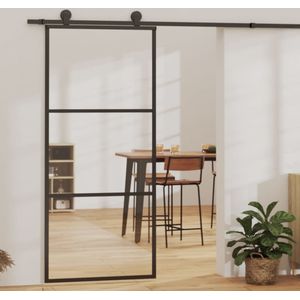 vidaXL Schuifdeur met beslag 90x205 cm aluminium en ESG-glas