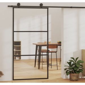 vidaXL - Schuifdeur - met - beslag - 102x205 - cm - aluminium - en - ESG-glas