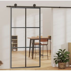 vidaXL - Schuifdeur - met - beslag - 102x205 - cm - aluminium - en - ESG-glas