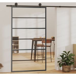 vidaXL Schiebetür mit Beschlag ESG-Glas & Aluminium 102x205 cm