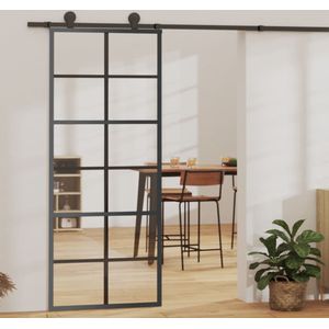 vidaXL Schiebetür mit Beschlag ESG-Glas & Aluminium 76x205 cm
