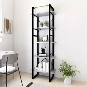 Kamerscherm / boekenkast 6-laags 70x24x193 cm hout betongrijs