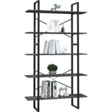 vidaXL-Boekenkast-met-5-schappen-100x30x175-cm-grenenhout-grijs