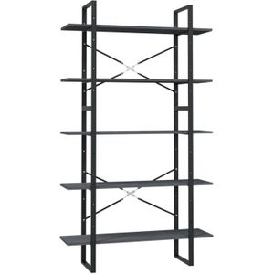 vidaXL-Boekenkast-met-5-schappen-100x30x175-cm-grenenhout-grijs