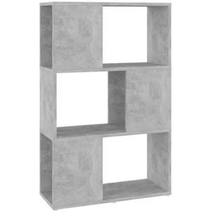 vidaXL - Boekenkast - Betongrijs - Bewerkt Hout - 3 Ruime Vakken