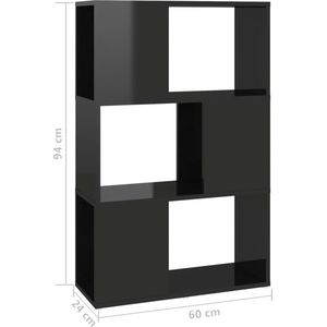 VidaXL Boekenkast/Kamerscherm 60x24x94 cm Spaanplaat Hoogglans Zwart