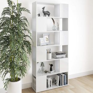 vidaXL Boekenkast roomdivider hoogglans wit 80x24x186cm materiaal op houtbasis - 809158