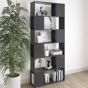 VidaXL Boekenkast/Kamerscherm 80x24x186 cm Spaanplaat Hoogglans Grijs