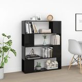 VidaXL Boekenkast/Kamerscherm 100x24x124 cm Hoogglans Zwart