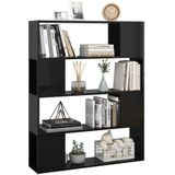 VidaXL Boekenkast/Kamerscherm 100x24x124 cm Hoogglans Zwart