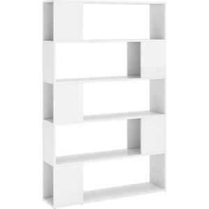 Boekenkast - Roomdivider - Bewerkt Hout - Hoogglans Wit