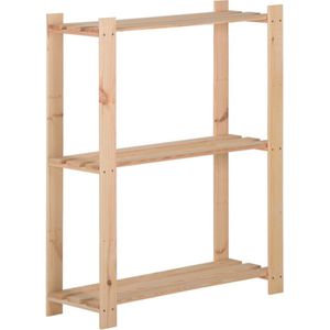 Vidaxl - Lagerregal mit 3 Böden 60x28,5x90 cm Massivholz Kiefer