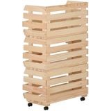 vidaXL Gemüsewagen 37x30x80 cm Massivholz Kiefer
