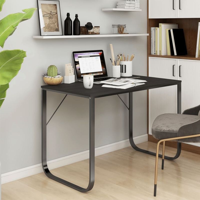 vidaXL Computerbureau - Zwart - Spaanplaat en Gepoedercoat Metaal - 110x60 cm