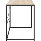 vidaXL Computerbureau - Zwart en Eikenkleurig - Bewerkt Hout en Gepoedercoat Metaal