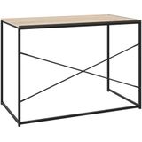 vidaXL Computerbureau - Zwart en Eikenkleurig - Bewerkt Hout en Gepoedercoat Metaal