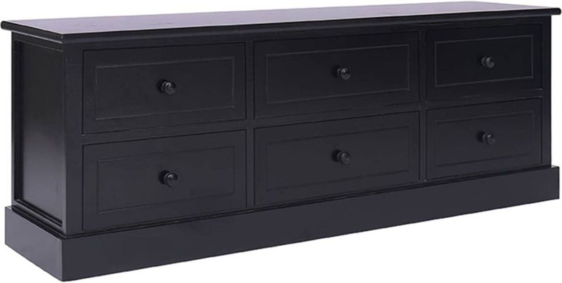 vidaXL TV-Schrank Schwarz 108x30x40 cm Massivholz Paulownia
