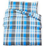vidaXL Bettwäsche-Set Blau und Grau 200x220 cm Baumwolle