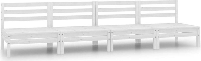 vidaXL Garten-Mittelsofas 4 Stk. Weiß Kiefer Massivholz