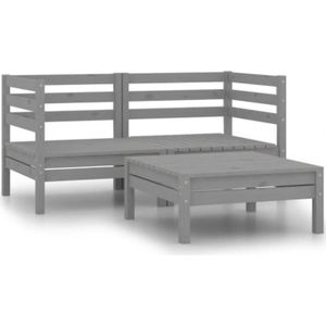 3-tlg. Garten-Lounge-Set Massivholz Kiefer Grau Vidaxl