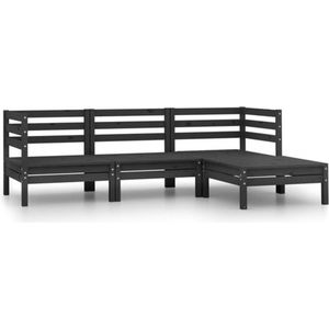 vidaXL 4-tlg. Garten-Lounge-Set Massivholz Kiefer Schwarz
