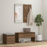 vidaXL - Garderobe - set - bewerkt - hout - hoogglans - wit