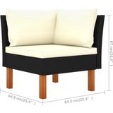 VidaXL 7-delige Loungeset Poly Rattan en Eucalyptushout Zwart