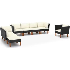 Vidaxl - 8-tlg. Garten-Lounge-Set Poly Rattan Eukalyptusholz Schwarz